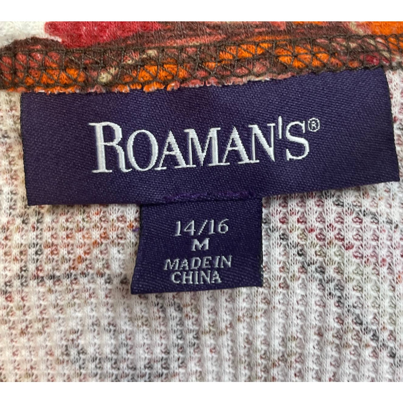 Roaman's Women Size 14/16 Long Sleeve Boho Patchwork Print Paisley Blouse Top