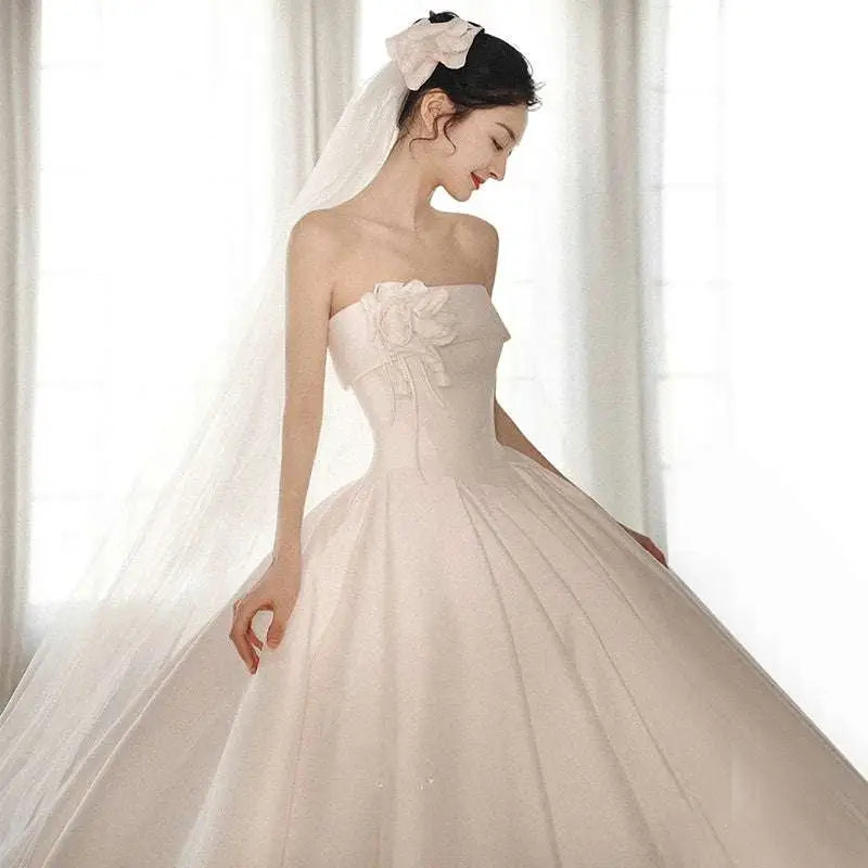 Strapless Dress with Big Train luxury women’s fashion