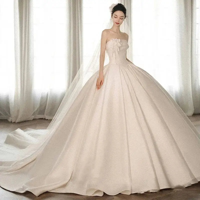 Strapless Dress with Big Train luxury women’s fashion