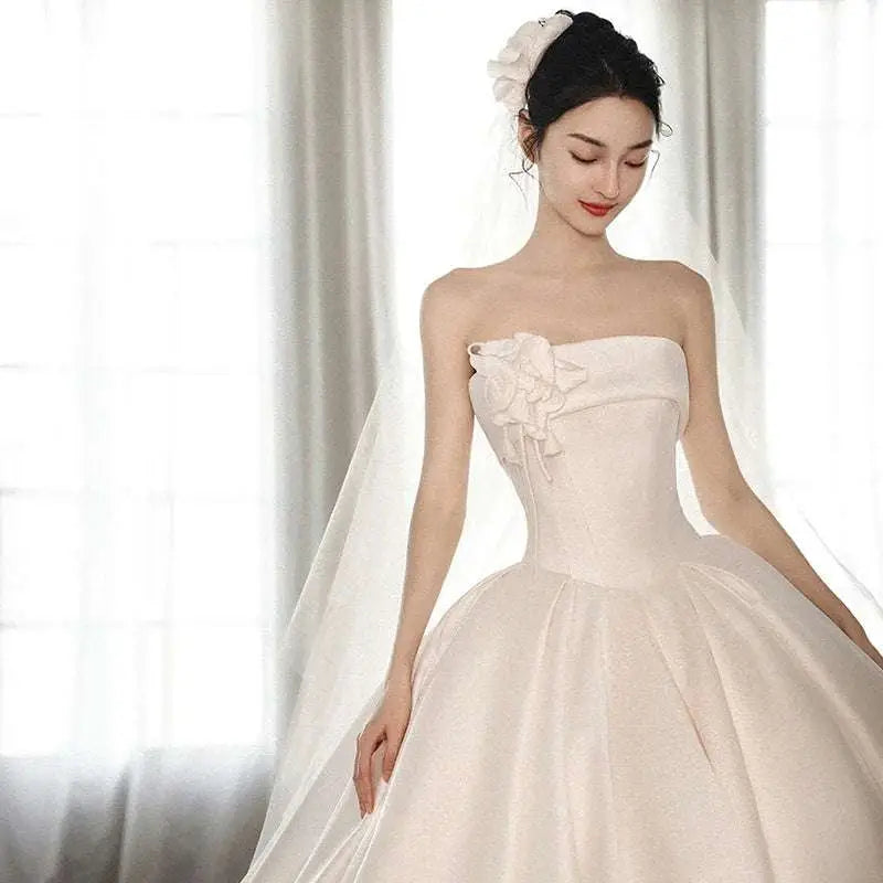 Strapless Dress with Big Train luxury women’s fashion