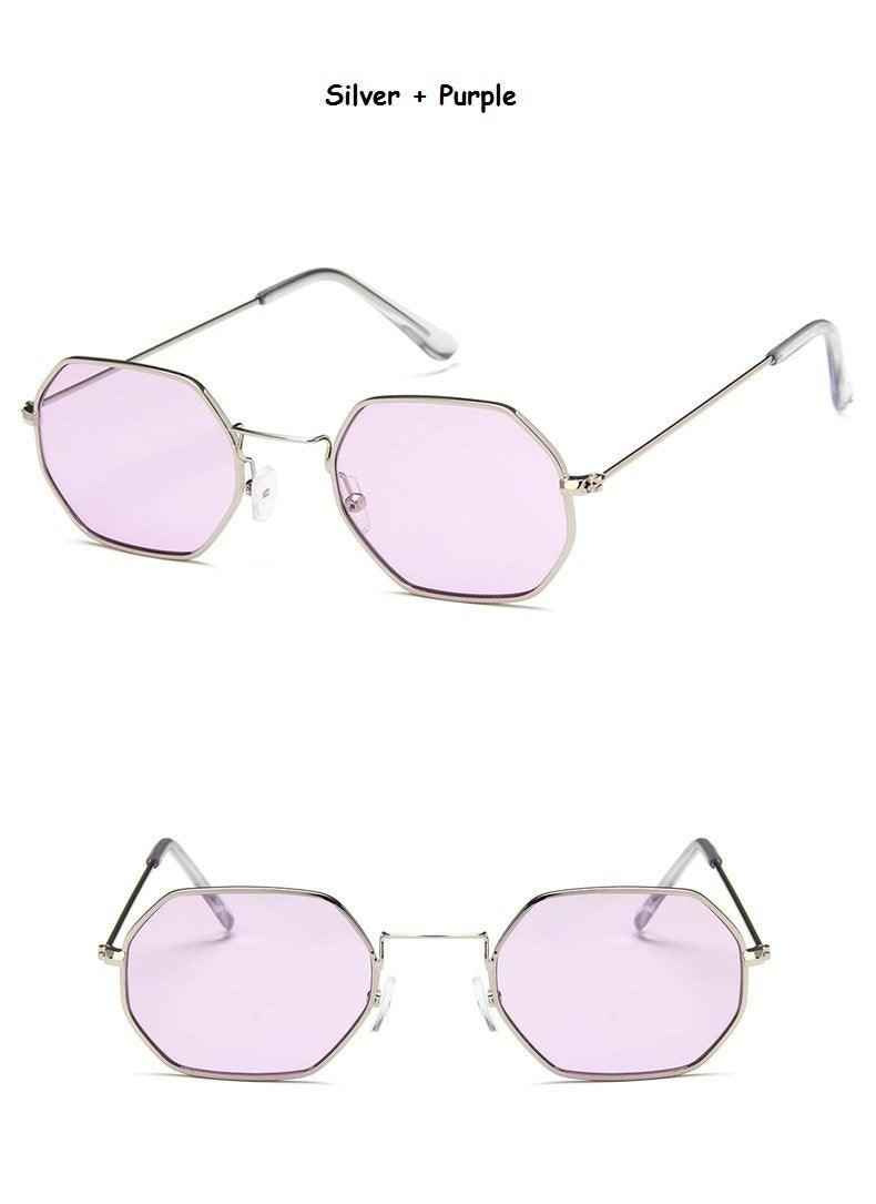 Stylish Hexagon Trendy Colorful Sunglasses For Women New Metal Luxury Summer Eyewear Women New Stainless Steel Lightweight Frame Cool Style Outdoor Travel UV Glasses
