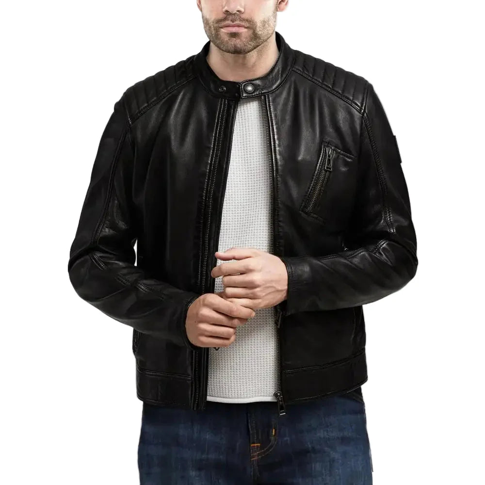 Men’s Classic Faux Leather Jacket-0