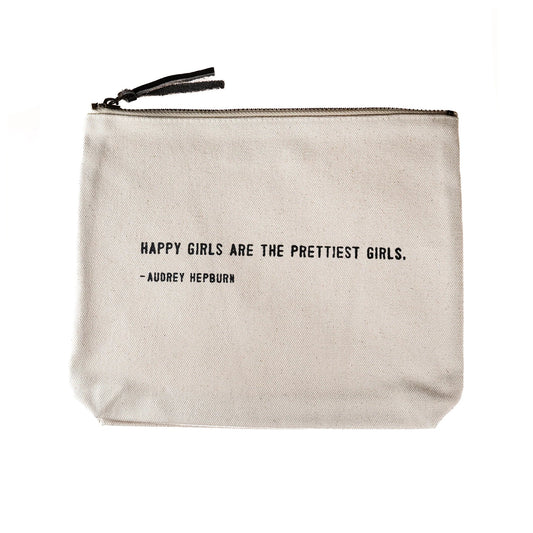 Happy Girls (Audrey Hepburn Quote) Canvas Zip Bag