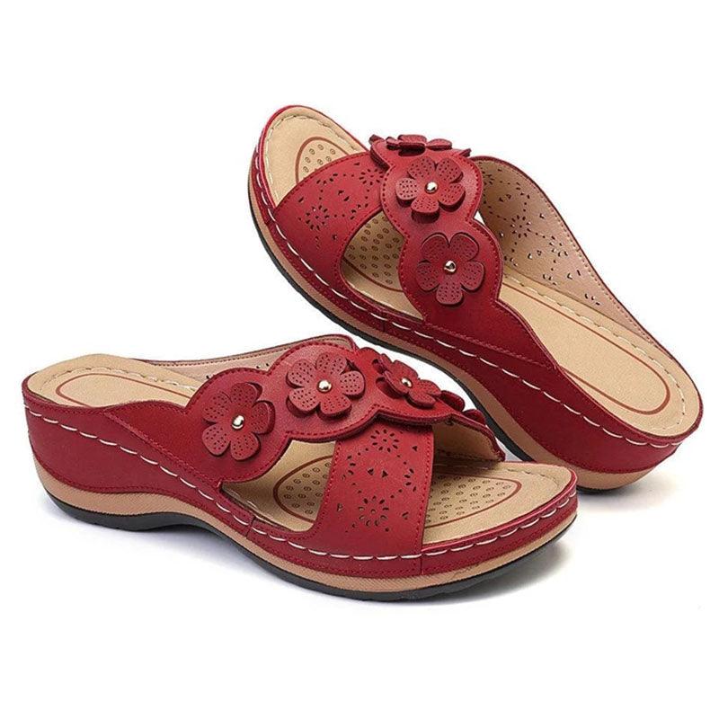 Summer Flat Sandal For Women Multicolor Handmade Retro Flowers Flip-Flops Women Slippers Cute Flat Summer Flats Sandals Women Strappy Flat Open Toe Sandals