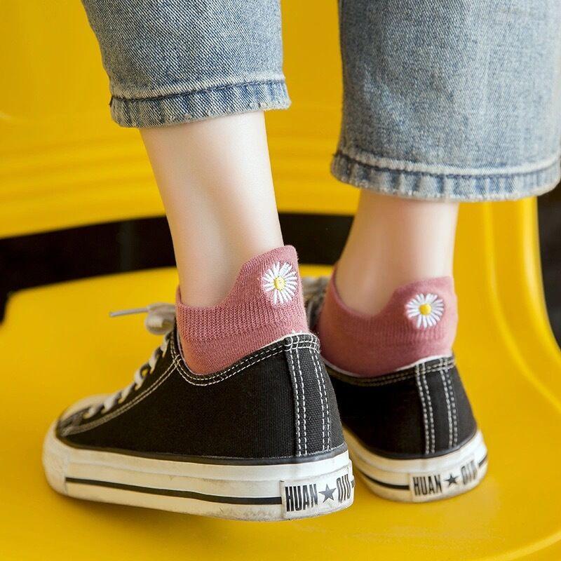 Summer Women's Socks Cute Flower Socks Simple Solid Color Socks Women's Long Socks Funny Breathable Socks For Men And Women