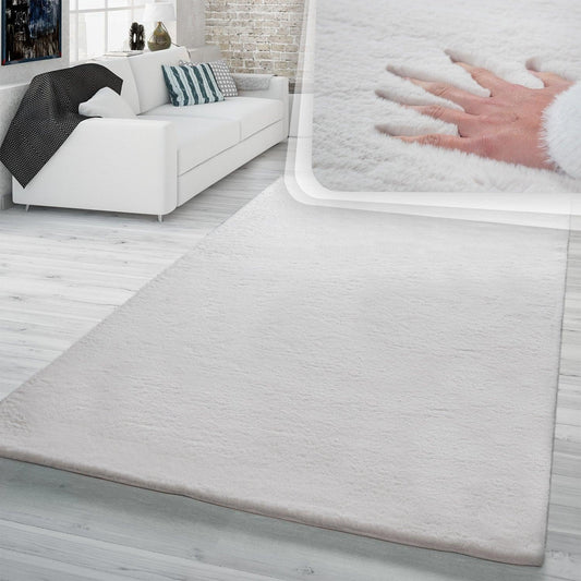 Super Soft Area Rug Fluffy High Pile Cosy Luxurious Touch in Solid Cream-0