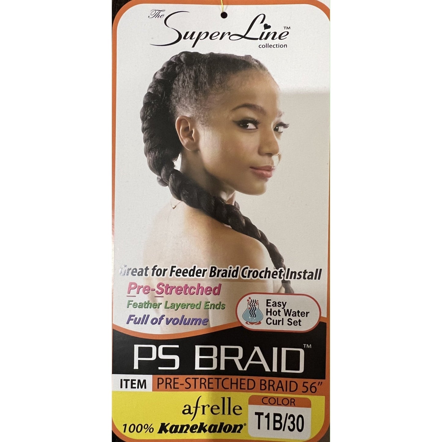 Superline Synthetic Afrelle 100% Kanekalon Pre-Stretched Jumbo Braid 56"  T1B/30