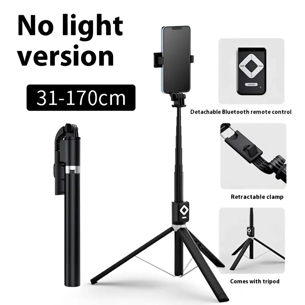 T11 Rechargeable Black Selfie Stick with Ring Light
