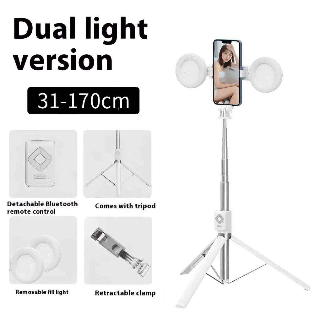 T11 Rechargeable Black Selfie Stick with Ring Light