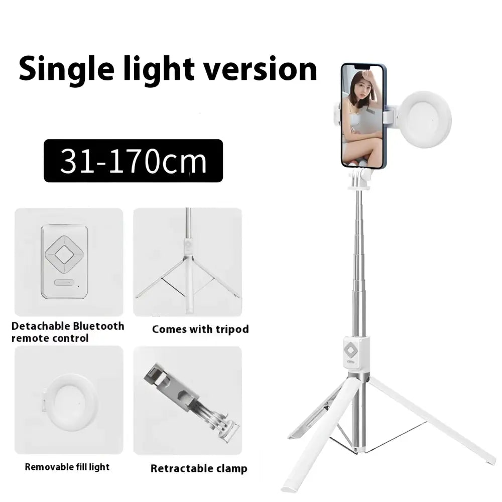 T11 Rechargeable Black Selfie Stick with Ring Light