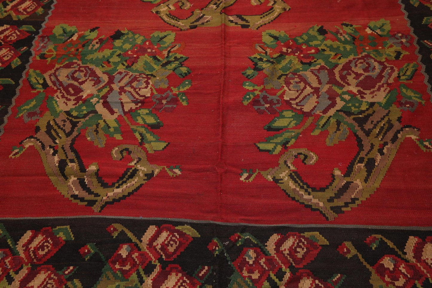 8'4" x 11' Hand Woven Wool Antique Turkish Kilim Flatweave Area Rug Red-4