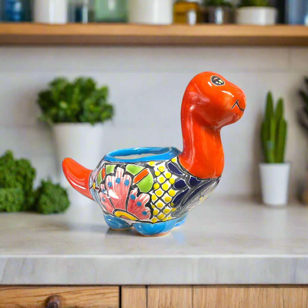 Talavera Brachiosaurus Planter | Colorful Mexican Succulent Pot
