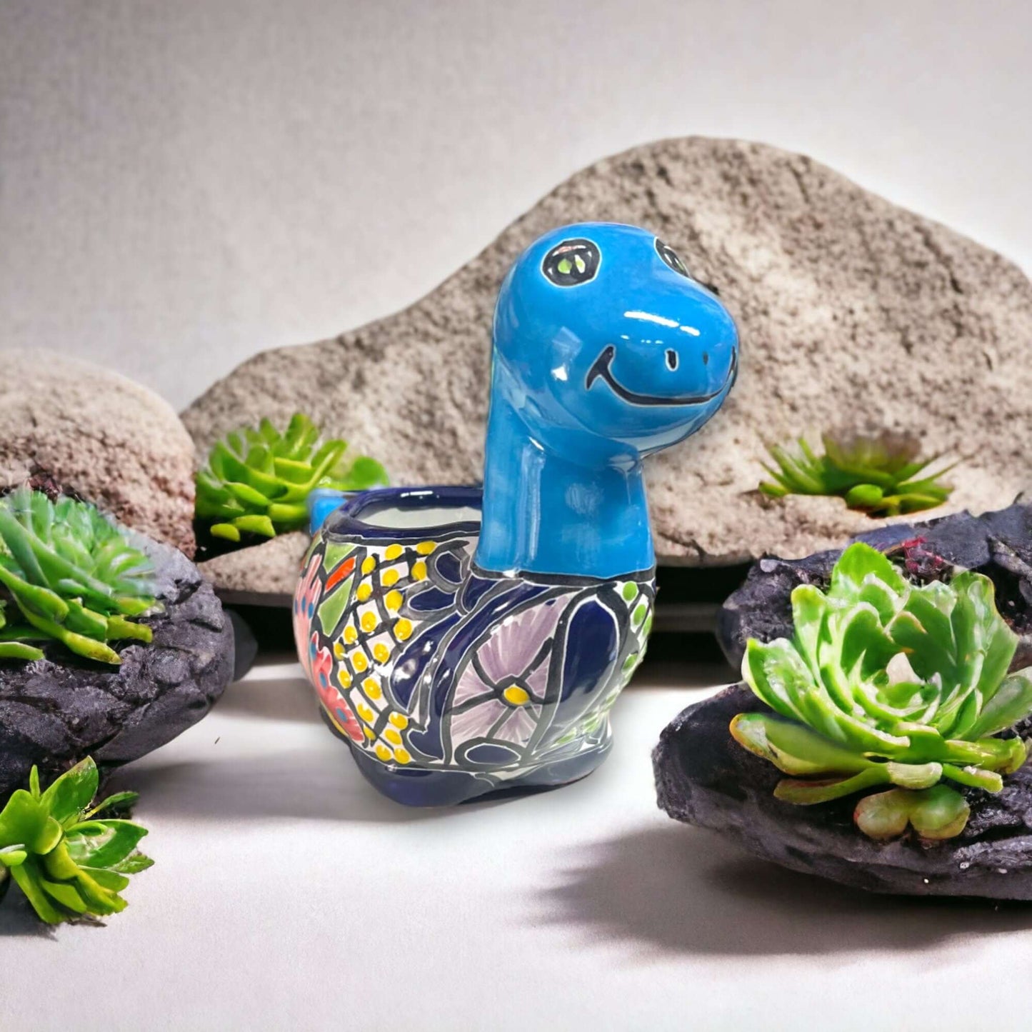 Talavera Brachiosaurus Planter | Colorful Mexican Succulent Pot