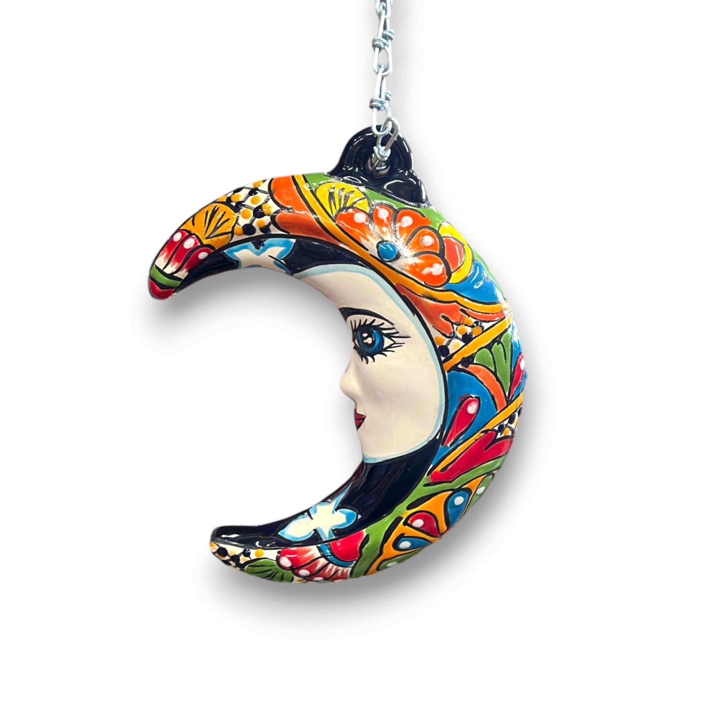 Talavera Crescent Moon Face | Hanging Mexican Wall Art