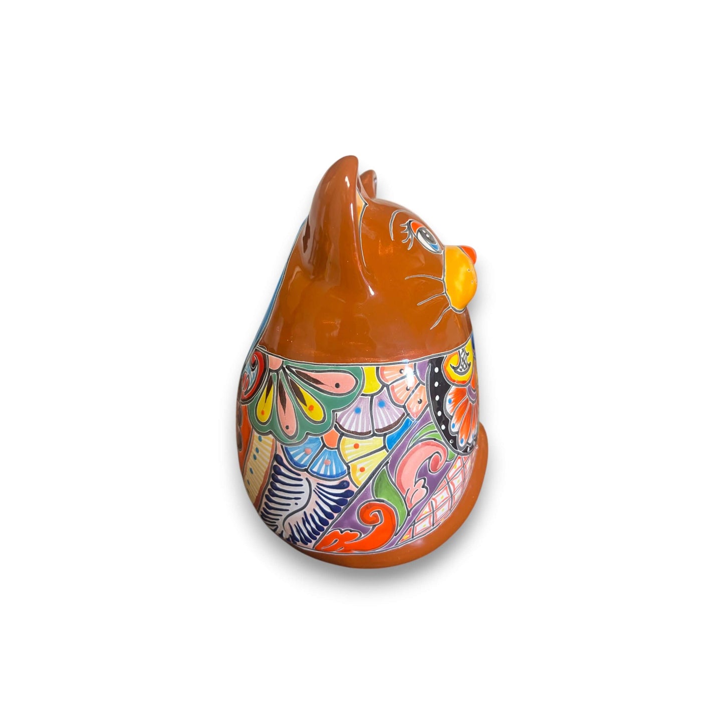 Talavera Cat Planter | Handcrafted Fat Cat Ceramic Pot