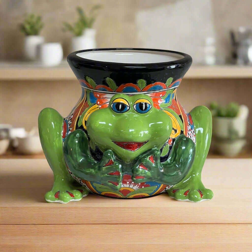 Talavera Frog Planter | Colorful Hand-Painted Mexican Ceramic Pot