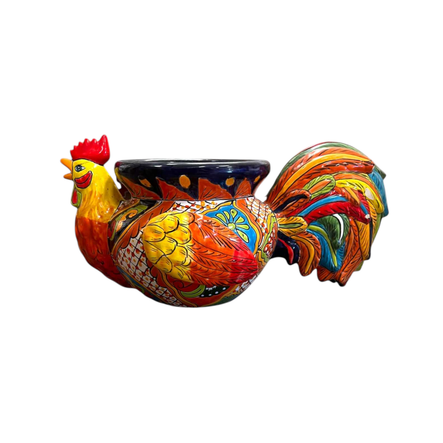 Talavera Rooster Planter | Handcrafted Colorful Mexican Ceramic Pot