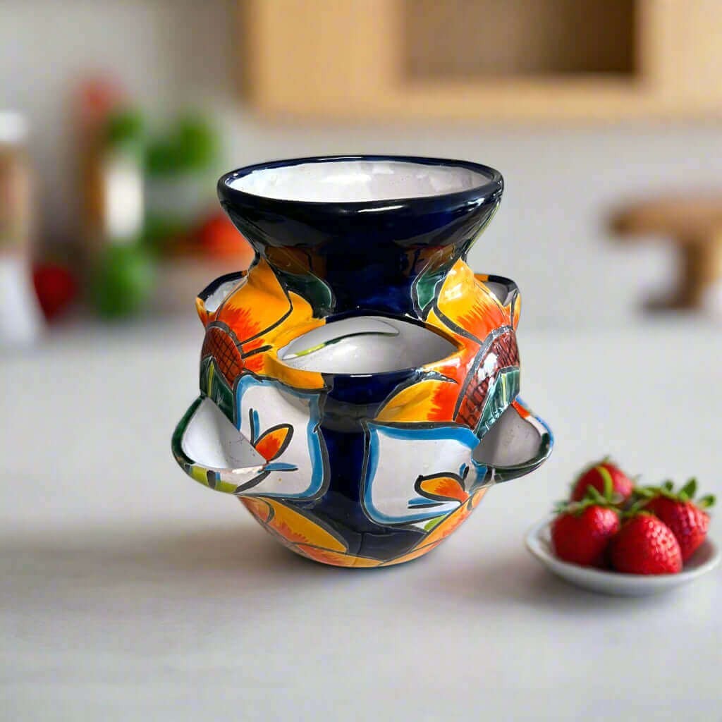 Talavera Strawberry Planter | Sunflower Lily Design