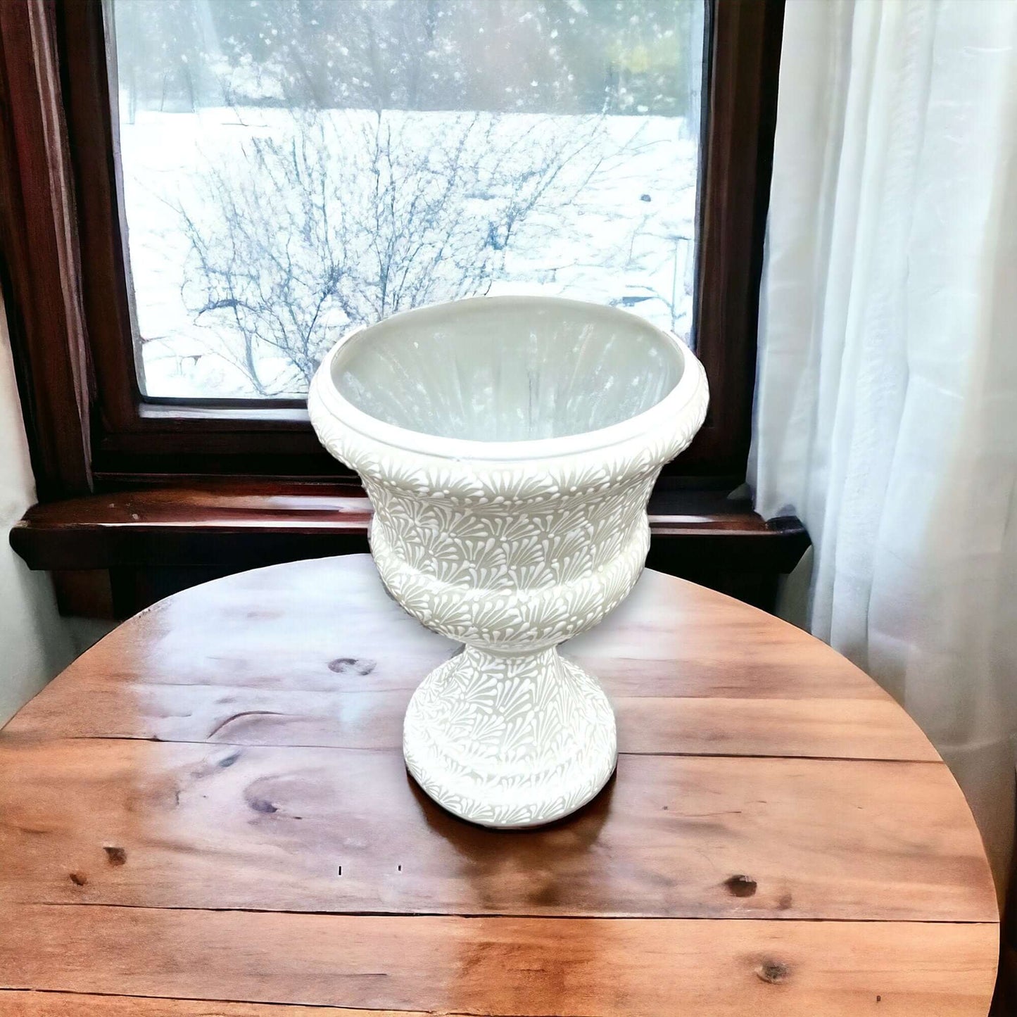 Talavera White Flower Pot | Handcrafted Mexican Ceramic Planter