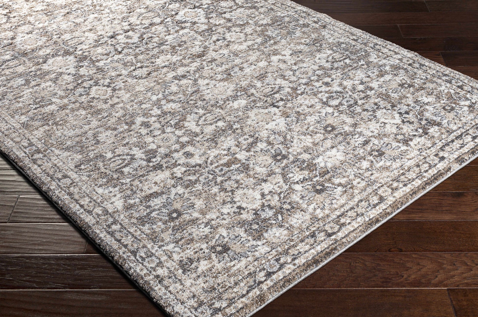 Talihina Brown Luxe Damask Rug-3
