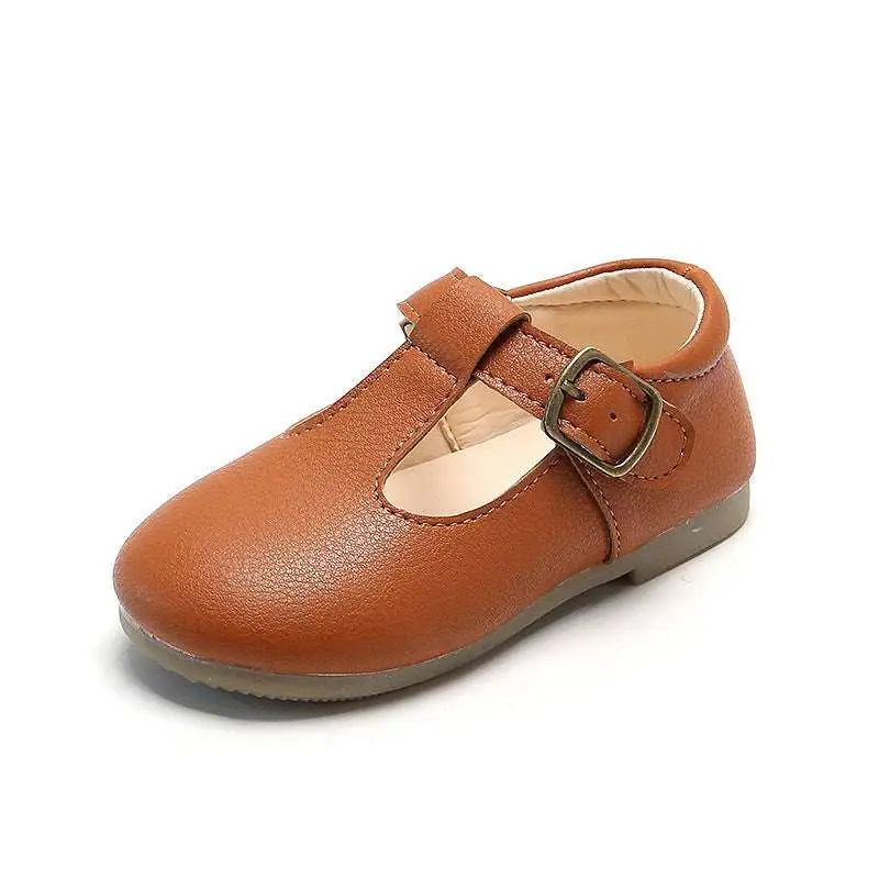 Tan Leather Versatile Single Shoes for Toddlers