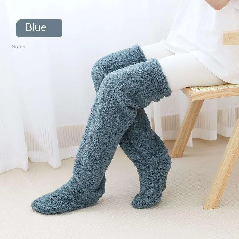 Tan Paw Print Fuzzy Long Socks