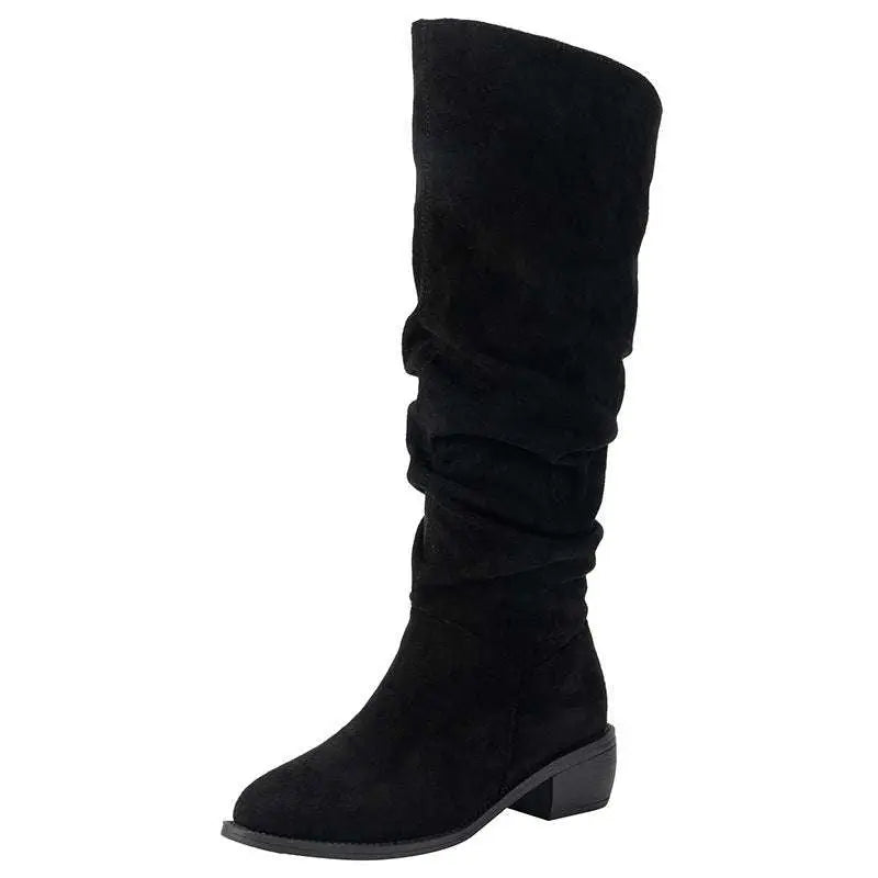 Tan Slouchy Sleeve Suede High Leg Boot