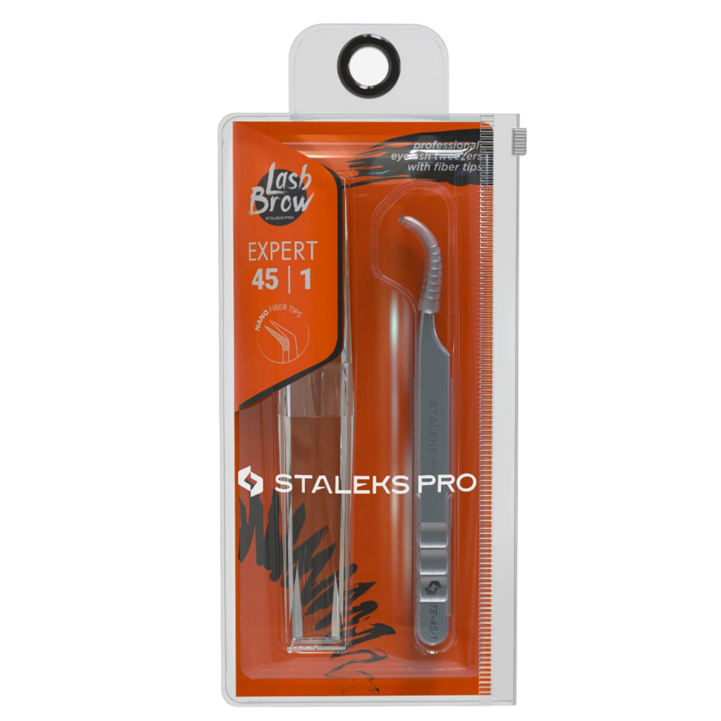 STALEKS PRO EXPERT 45 TYPE 1 PROFESSIONAL EYELASH TWEEZERS CURVED TE-45/1 - STALEKS™-3