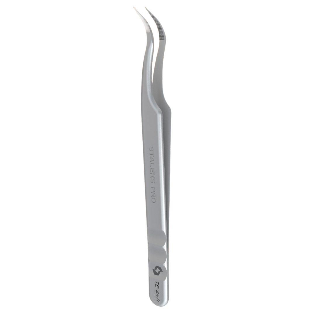 STALEKS PRO EXPERT 45 TYPE 1 PROFESSIONAL EYELASH TWEEZERS CURVED TE-45/1 - STALEKS™-0
