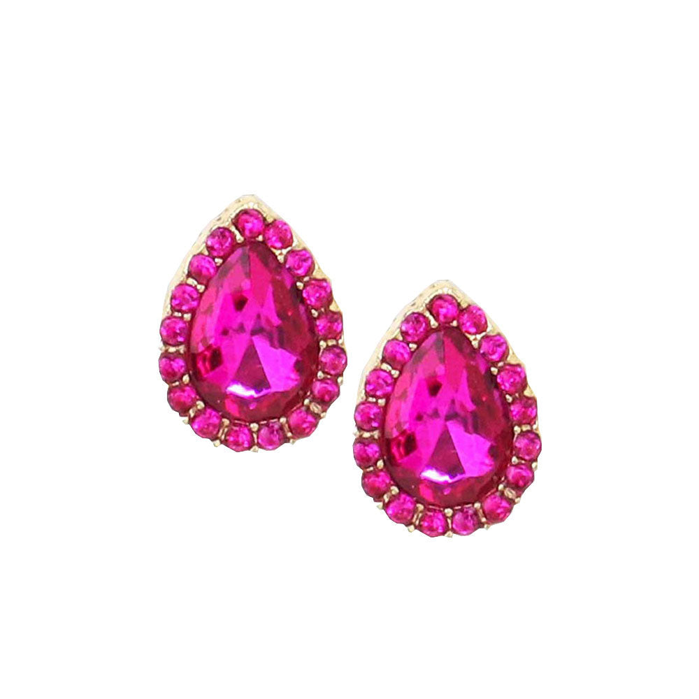 Teardrop Stone Evening Stud Earrings
