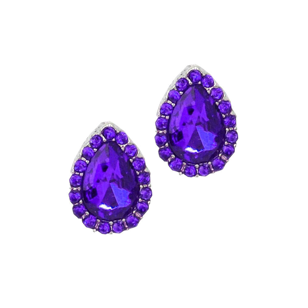 Teardrop Stone Evening Stud Earrings