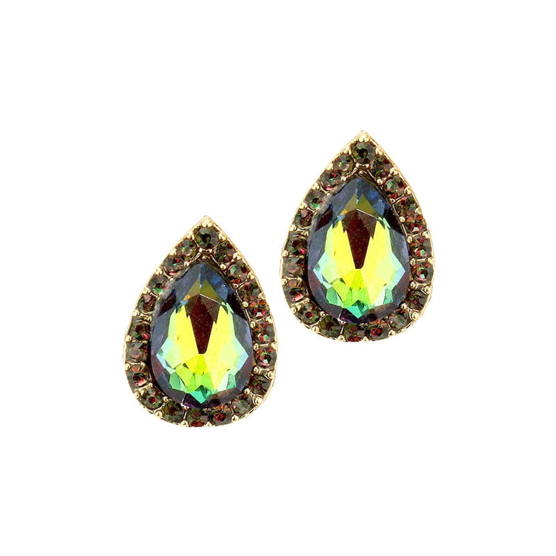 Teardrop Stone Evening Stud Earrings