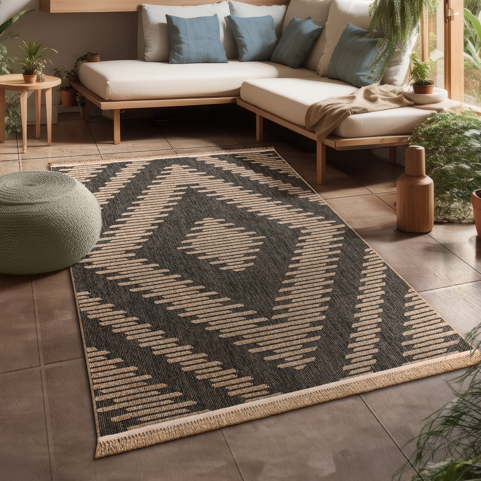 In- & Outdoor Rug Cologne with Bohemian Diamond Pattern-0