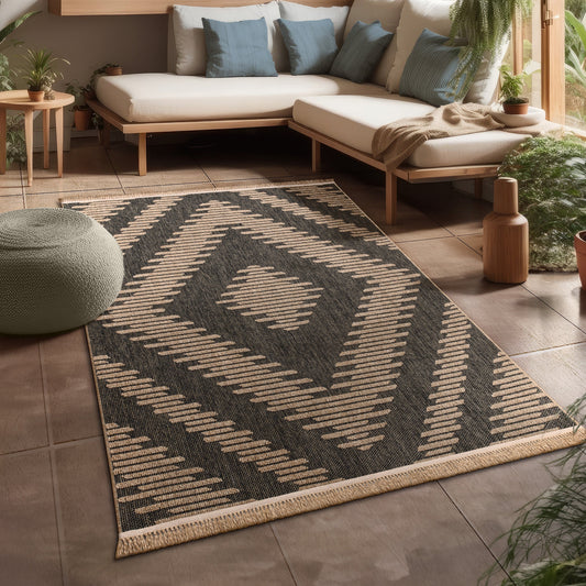 In- & Outdoor Rug Cologne with Bohemian Diamond Pattern-0