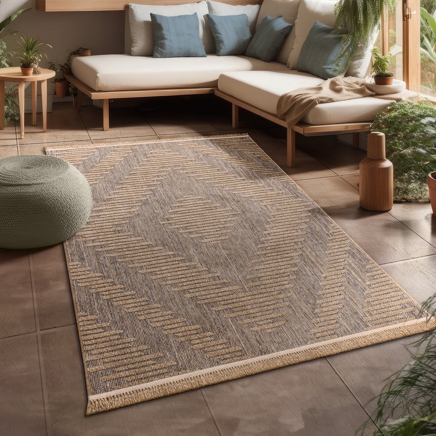 In- & Outdoor Rug Cologne with Bohemian Diamond Pattern-5