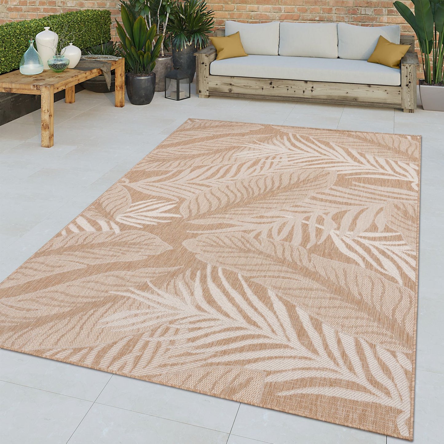 Indoor & Outdoor Rug Captera with Leaves Design-0