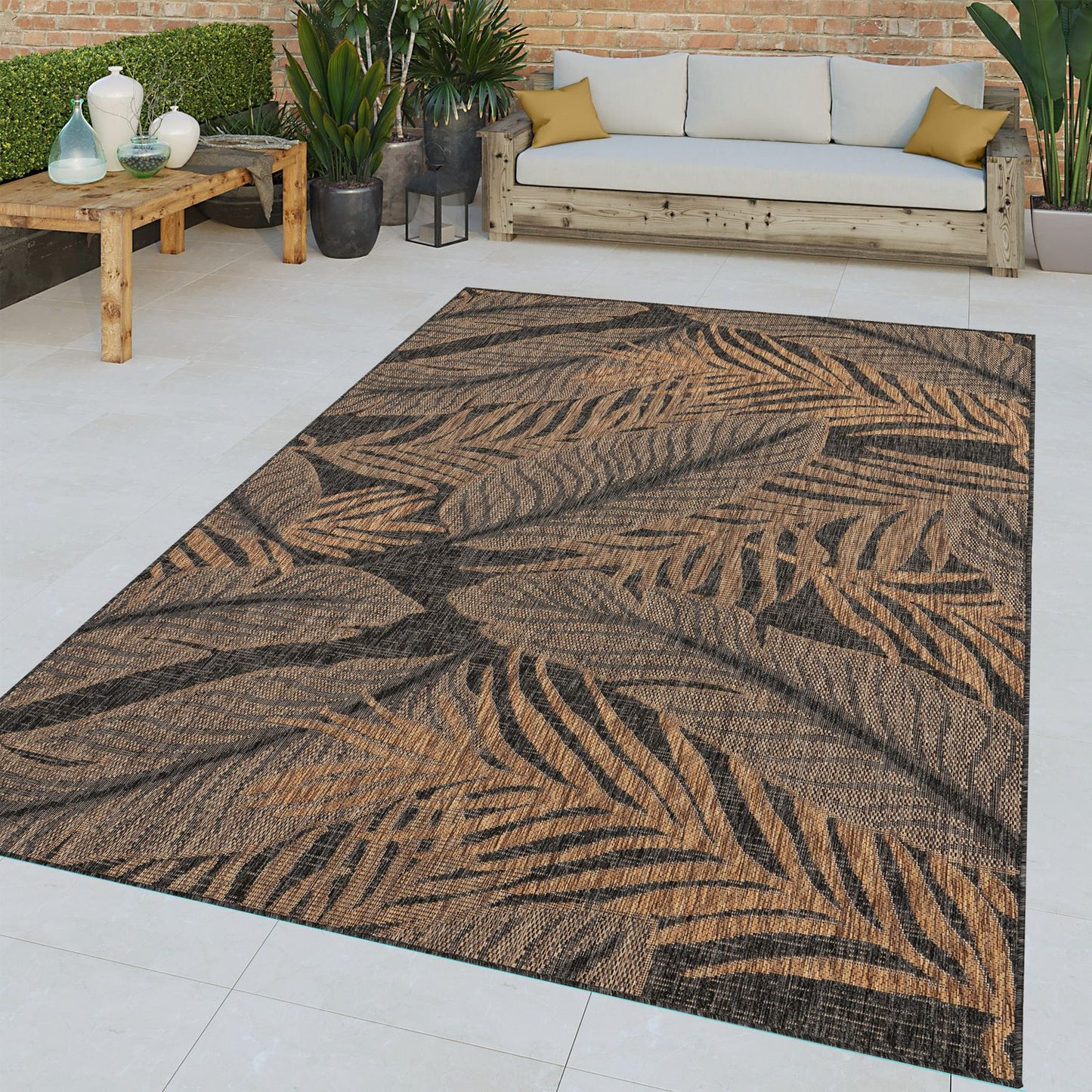 Indoor & Outdoor Rug Captera with Leaves Design-4