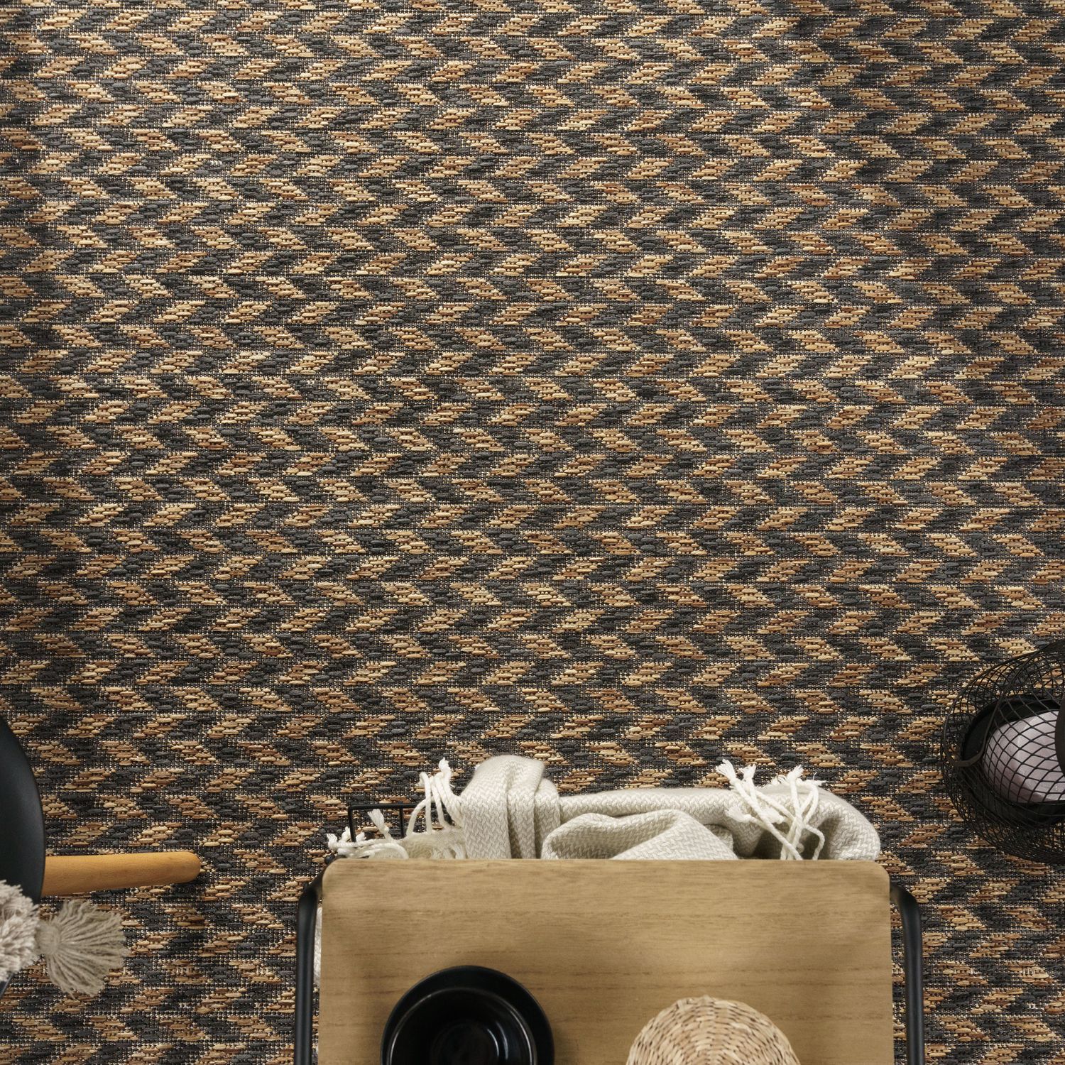 Indoor & Outdoor Rug Captera Herringbone Design in Brown-1