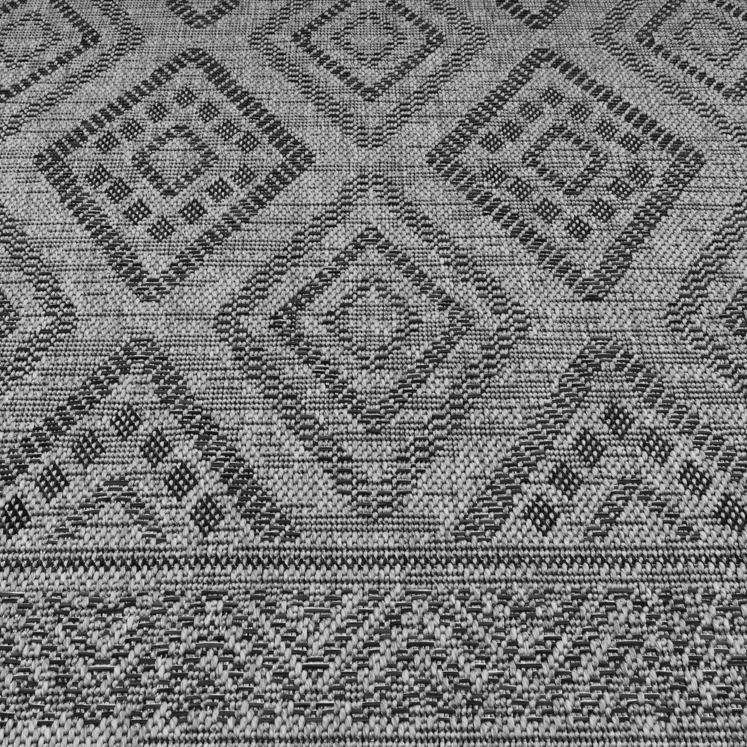 Outdoor Rug Vermont Boho Diamond Pattern - Dark Grey-1