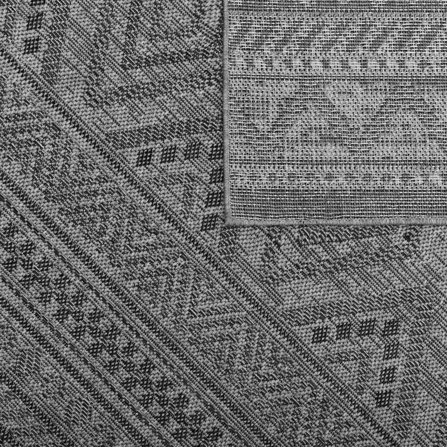 Outdoor Rug Vermont Boho Diamond Pattern - Dark Grey-3