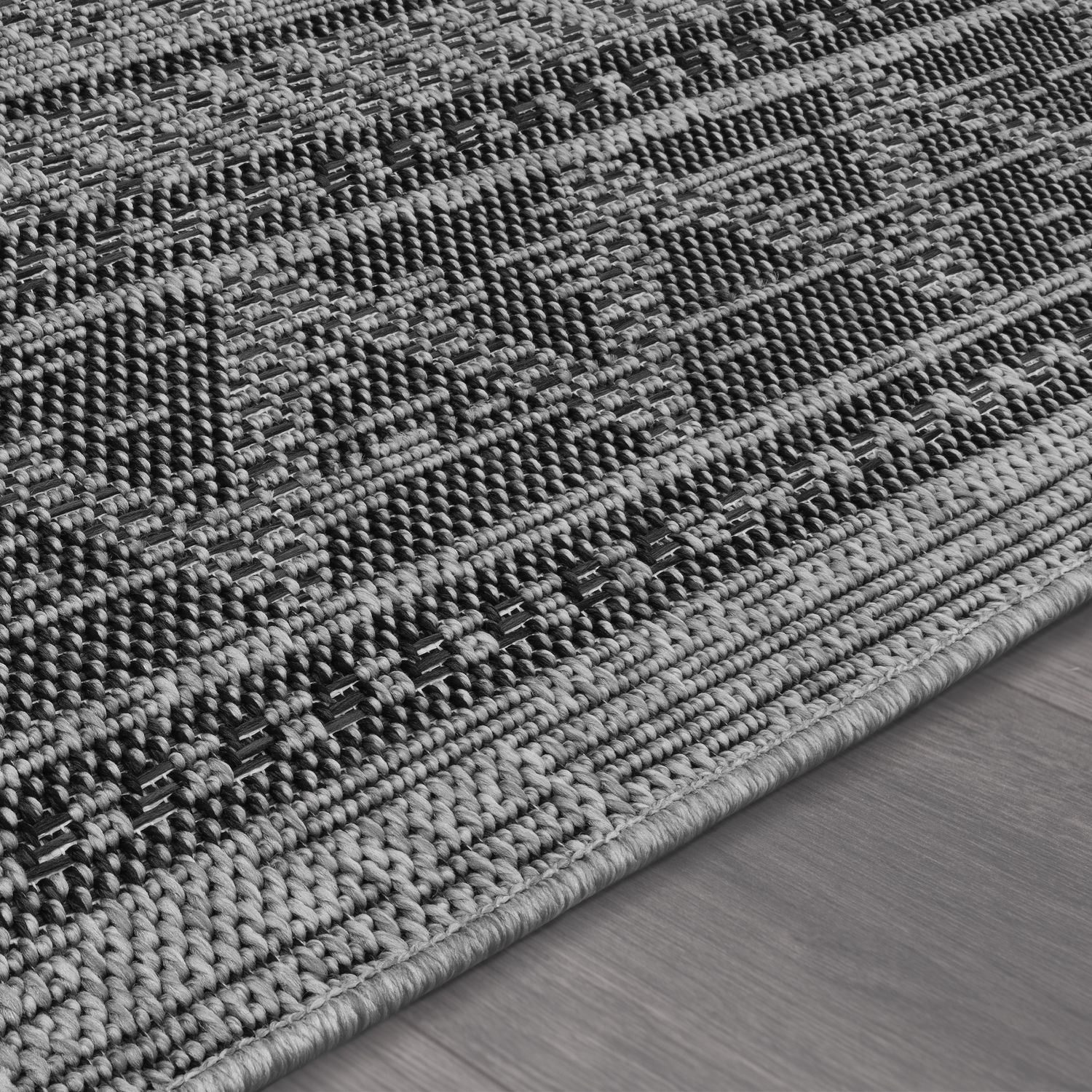 Outdoor Rug Vermont Boho Diamond Pattern - Dark Grey-2