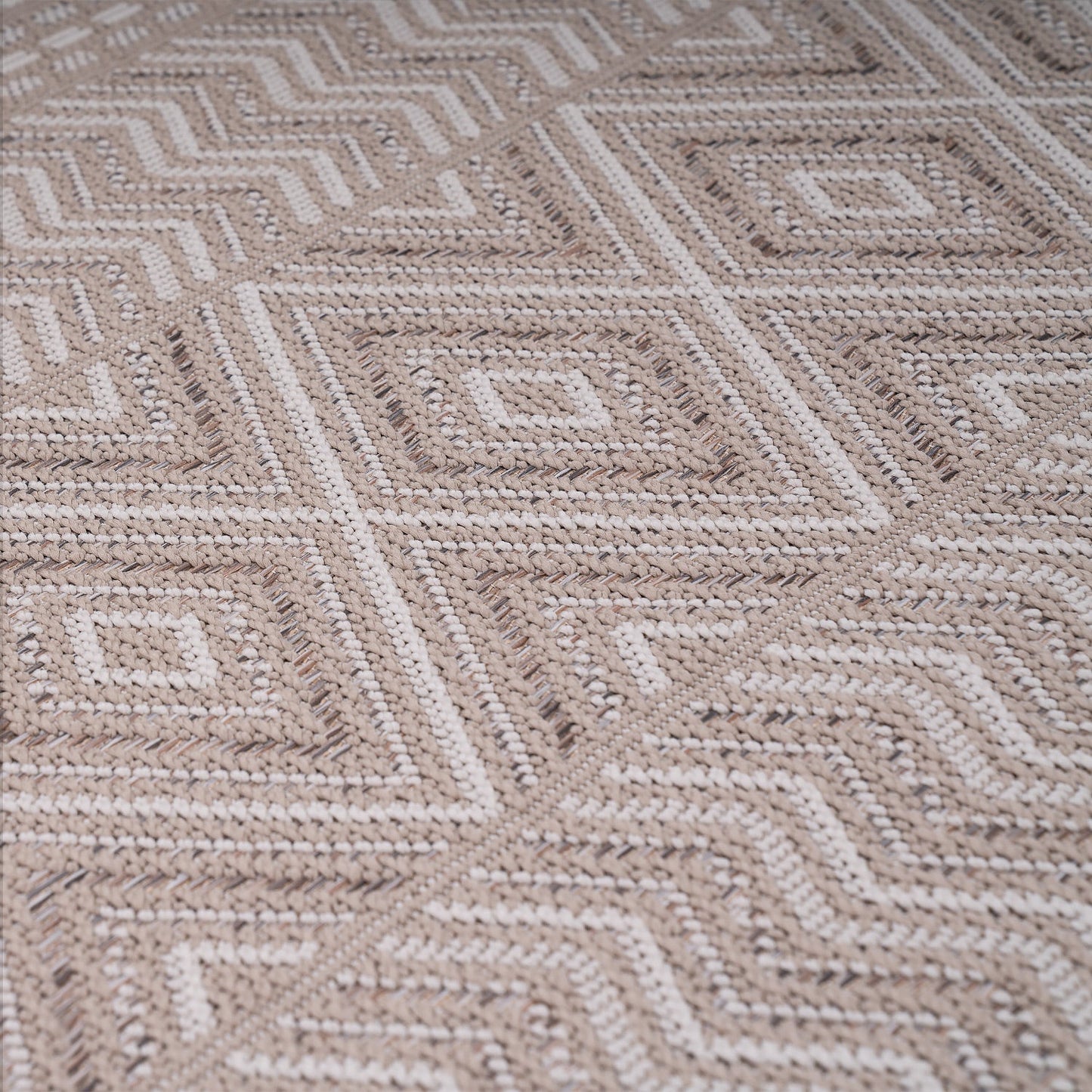 Outdoor Rug Vermont Stain-Resistant with Boho Pattern in Beige-1