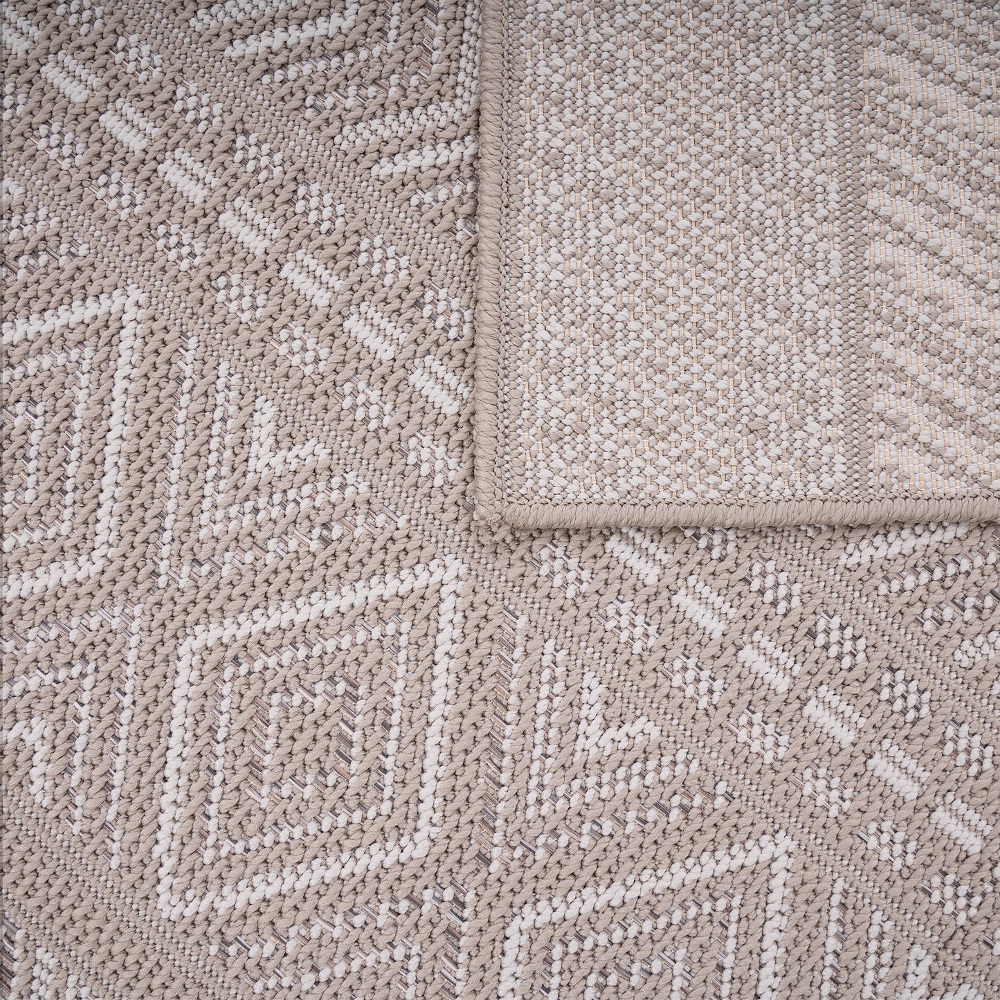 Outdoor Rug Vermont Stain-Resistant with Boho Pattern in Beige-3