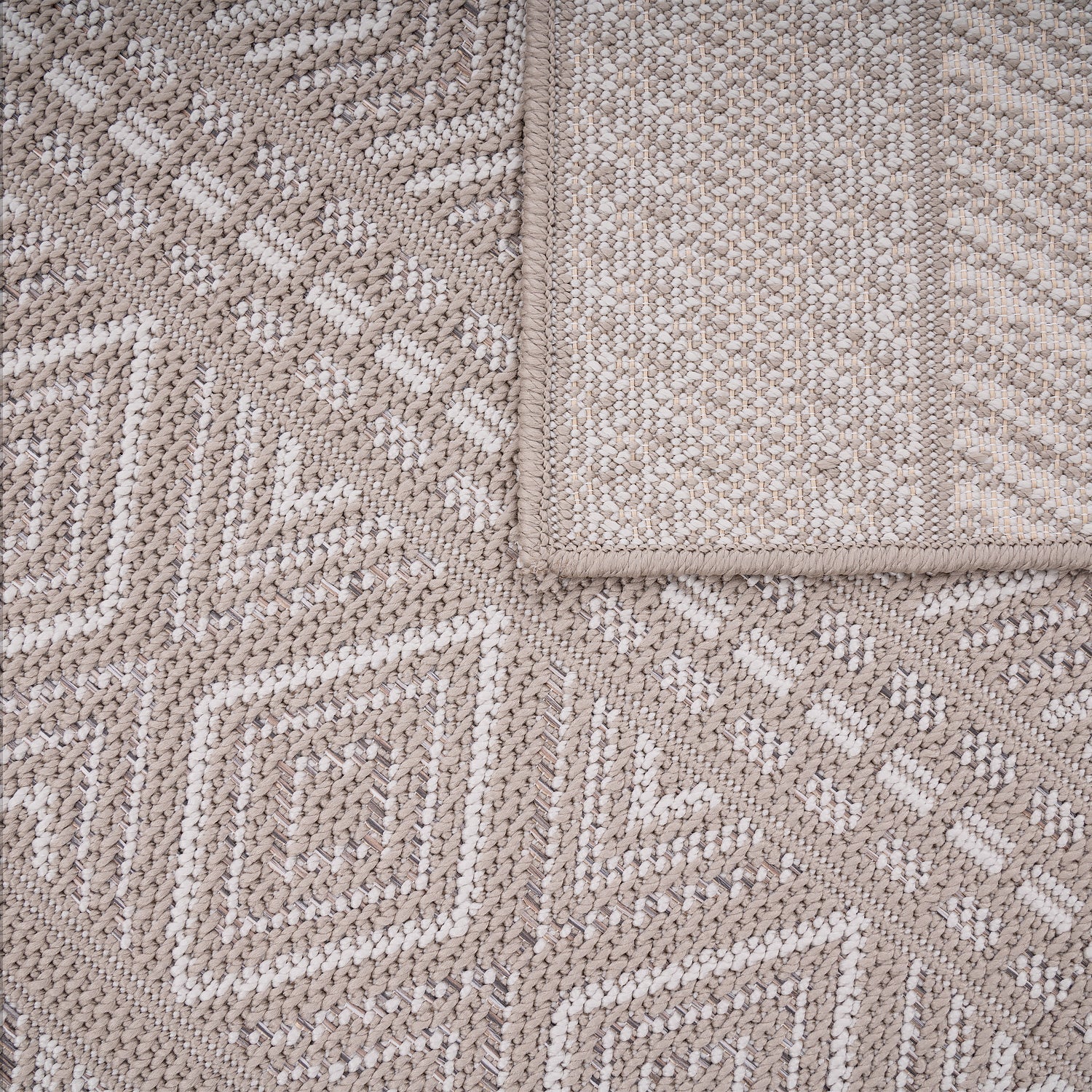 Outdoor Rug Vermont Stain-Resistant with Boho Pattern in Beige-3