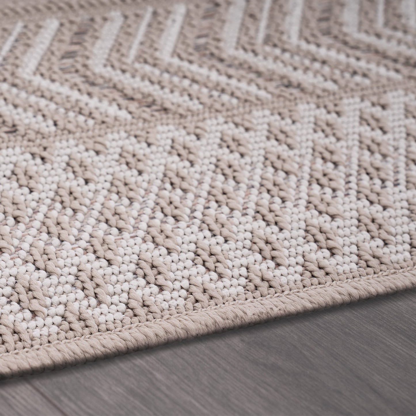 Outdoor Rug Vermont Stain-Resistant with Boho Pattern in Beige-2