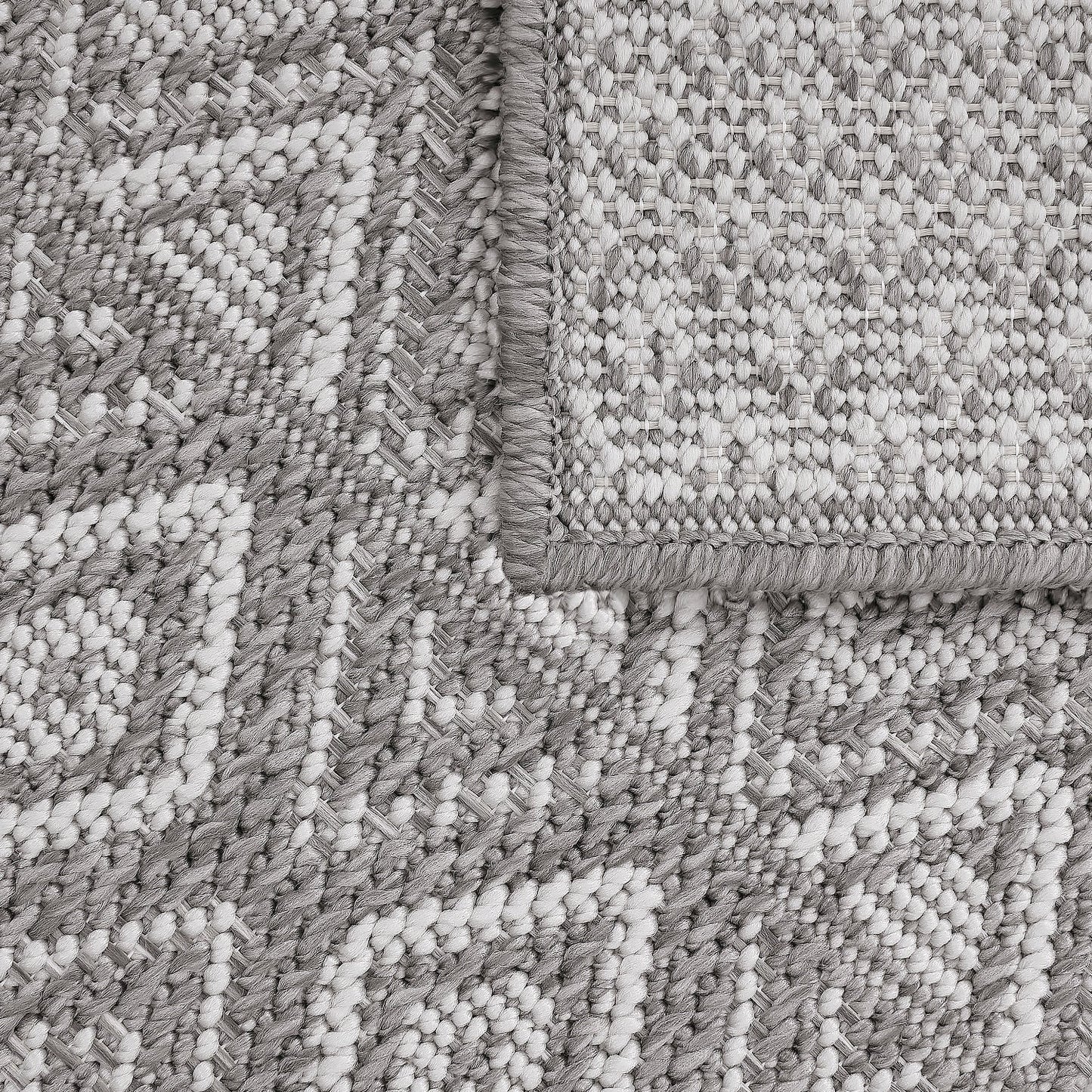 Outdoor Rug Vermont Stain-Resistant with Boho Pattern in Grey-3