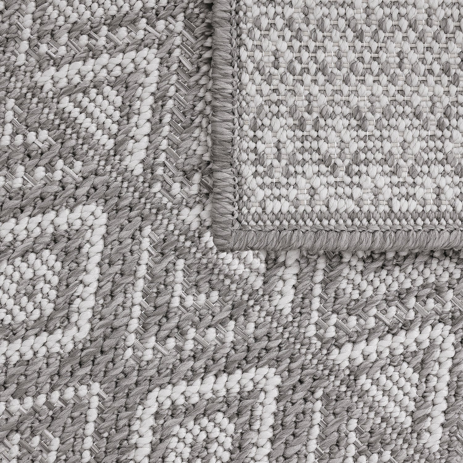 Outdoor Rug Vermont Stain-Resistant with Boho Pattern in Grey-3