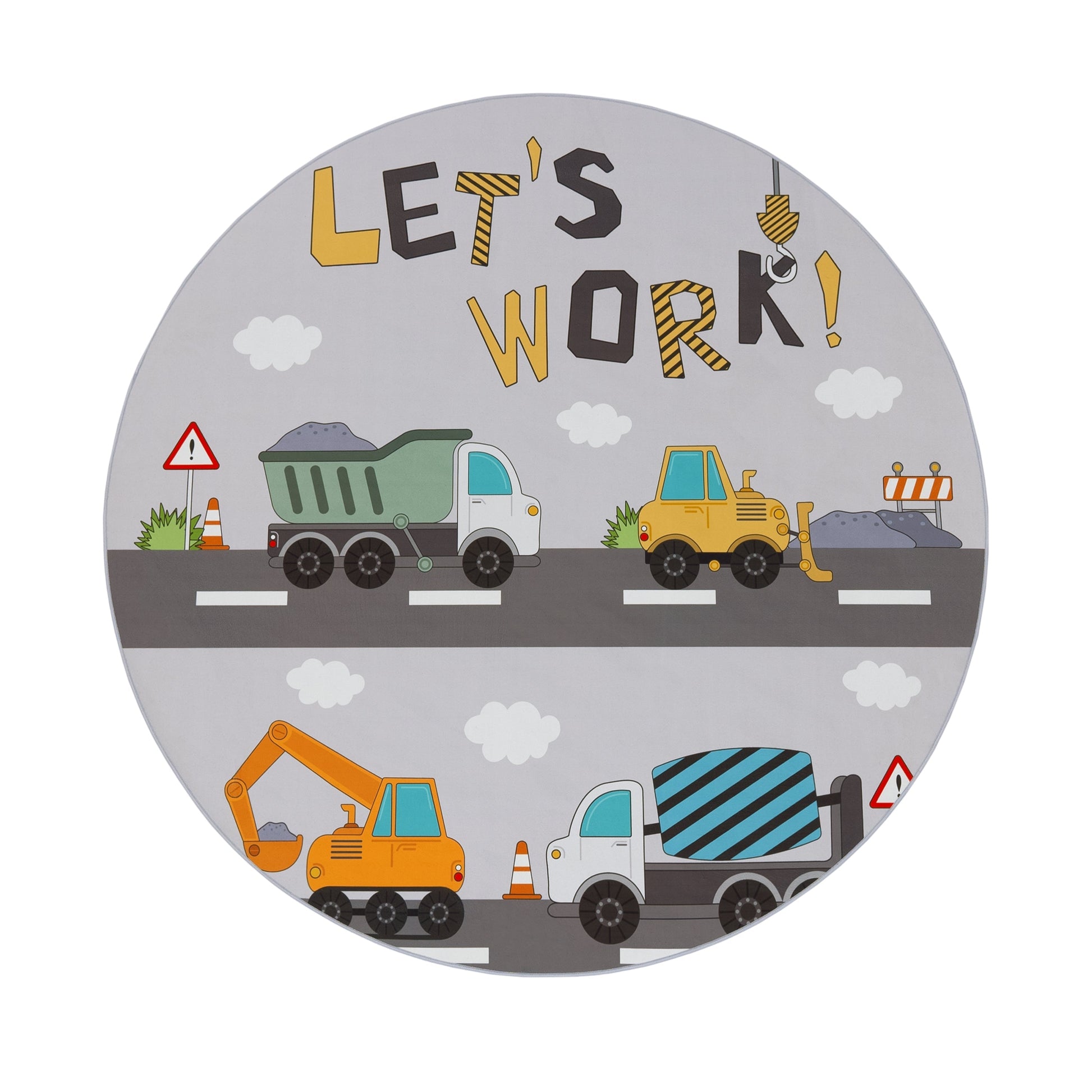 Kids Play-Mat Bob Construction Road with Trucks & Cranes-4