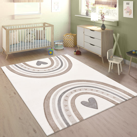 Kids Rug Cosmo with Rainbow & Hearts in Cream-0