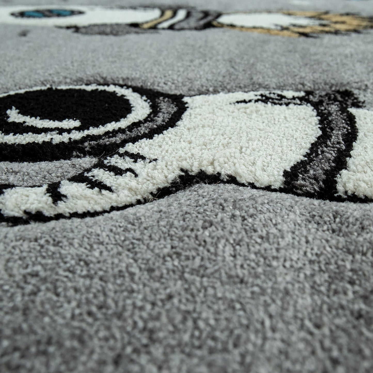 Space Rug for Kids with Astronauts & Rockets in Grey-4